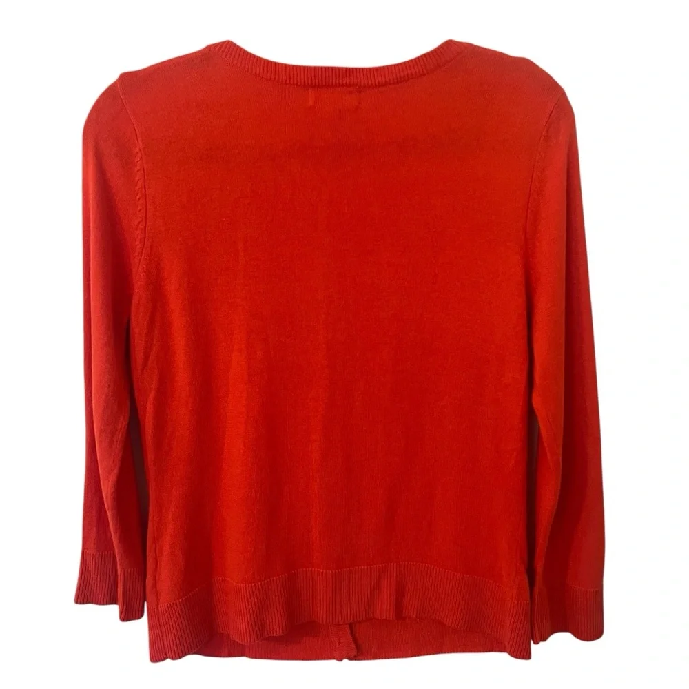 Merona 2010 red/orange beaded button up cardigan sweater size medium long sleeve